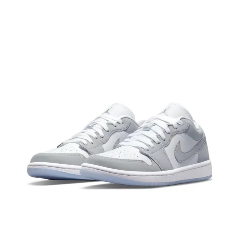 Jordan Air Jordan 1 Anti Slip Wear Resistant Low Top Vintage Basketball Shoes Women's White Gray-2
