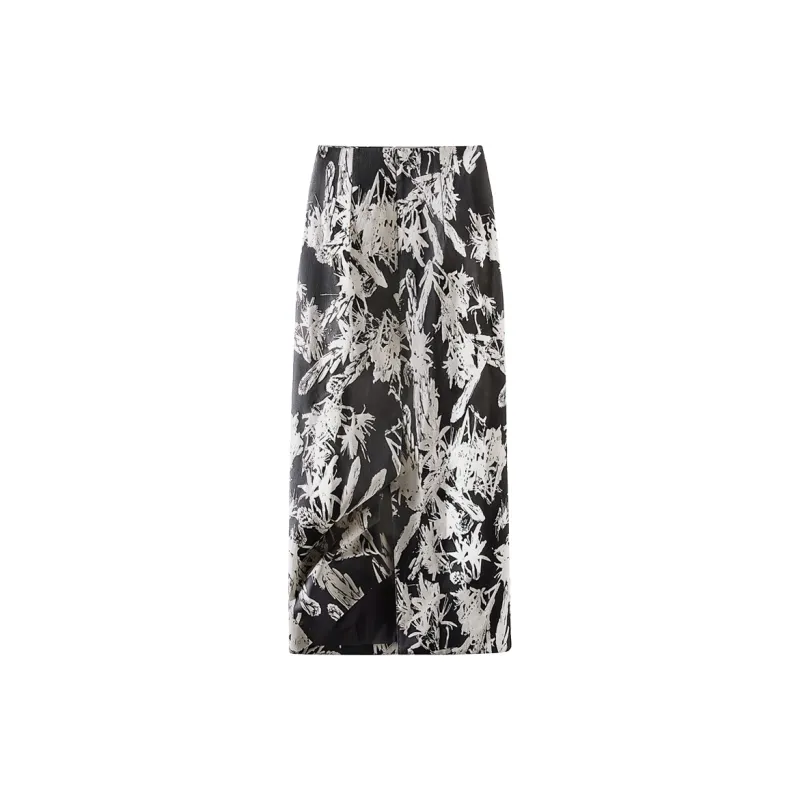 Cypress House Casual Long Skirt Women's Black Apricot Blossom-1