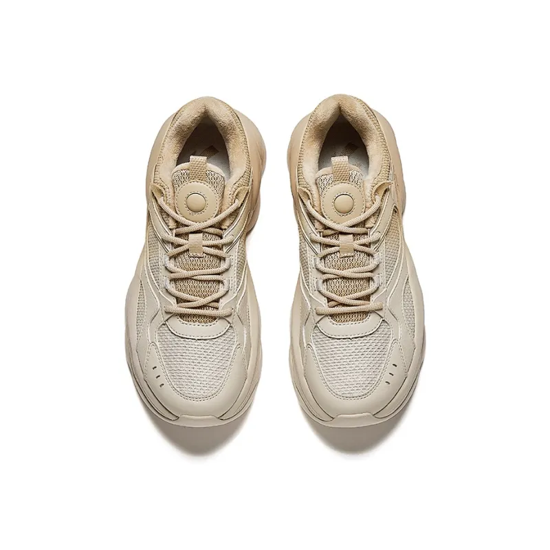 Anta Slip-Resistant Warm Low-Top Chunky Sneakers Women's White Brown-2