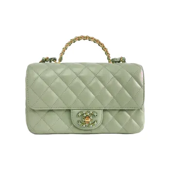 CHANEL Classic Flap CF Sheepskin Mouth Cover Bag Shoulder Bag Crossbody Bag Handbag Mini Women's Green