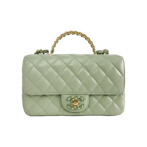 CHANEL Classic Flap CF Sheepskin Mouth Cover Bag Shoulder Bag Crossbody Bag Handbag Mini Women's Green