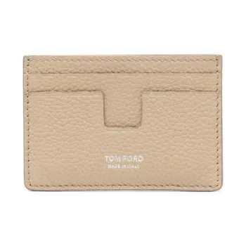 TF Calfskin Card Holder Men's Beige