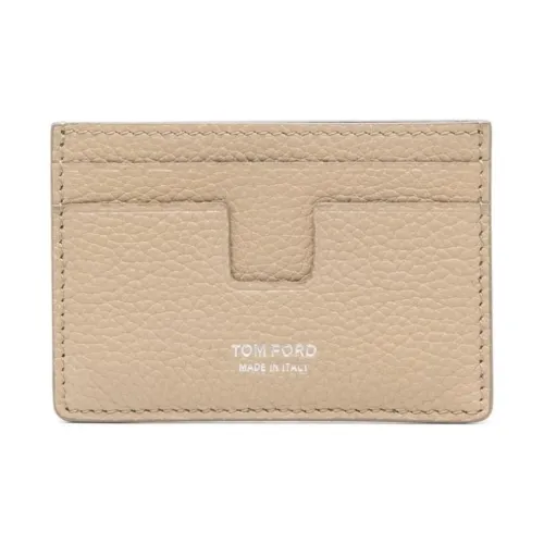 TF Calfskin Card Holder Men's Beige