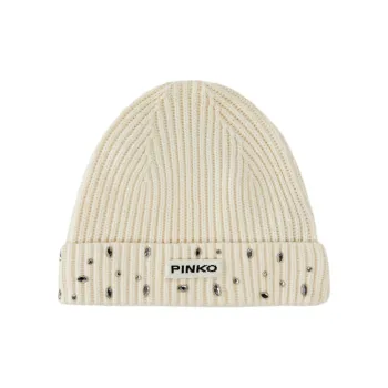 PINKO Wool Cashmere Viscose Beanies Unisex Beige