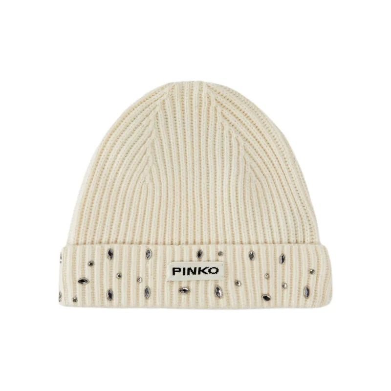 PINKO Wool Cashmere Viscose Beanies Unisex Beige-0