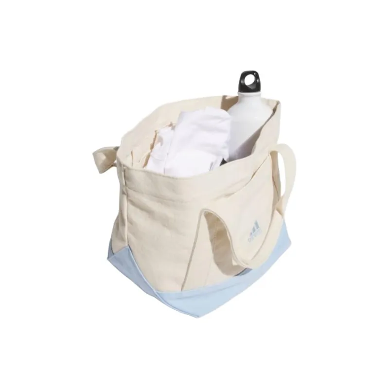 Adidas Cotton Tote Bag Shopping Bag Handbag Women's White & Blue-3