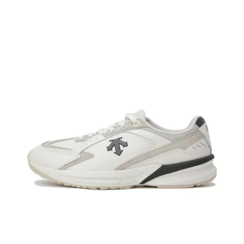 DESCENTE Cron Hyper Leather Cushioned Slip Resistant Low Top Casual Shoes Unisex White