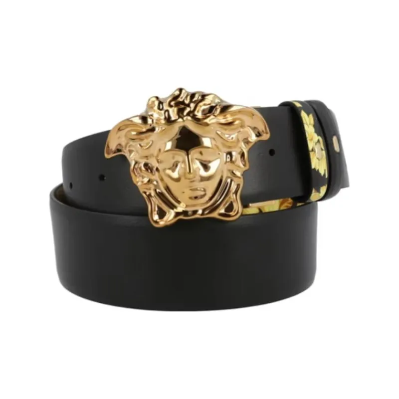VERSACE La Medusa Reversible Leather Belt Gold tone-2