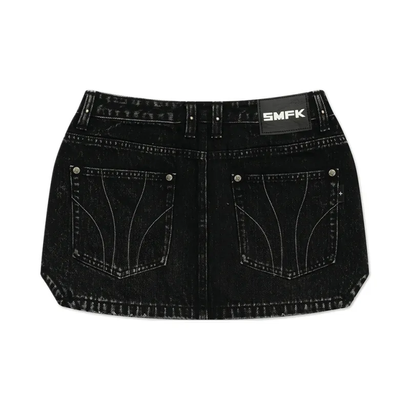 SMFK Denim Short Skirts Women's Black Denim-1