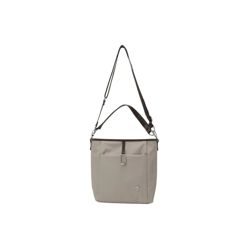 DESCENTE Nylon Bucket Bag, One Shoulder Handbag Women's Beige-1