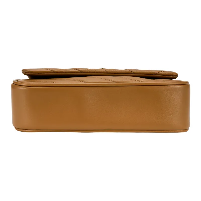 TORY BURCH Kira Leather Shoulder Bag Handbag Shoulder Bag Baguette Bag Small Size Women's Almond Brown-4