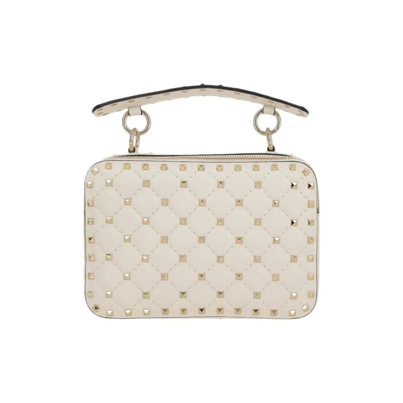 Valentino ROCKSTUD SPIKE Lambskin One Shoulder Handbags Women's Ivory-1