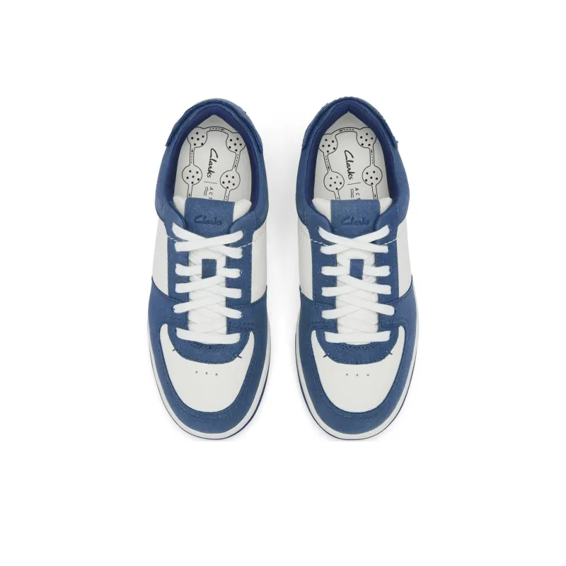 Clarks Low Top Skateboard Shoes Women's White & Blue-2