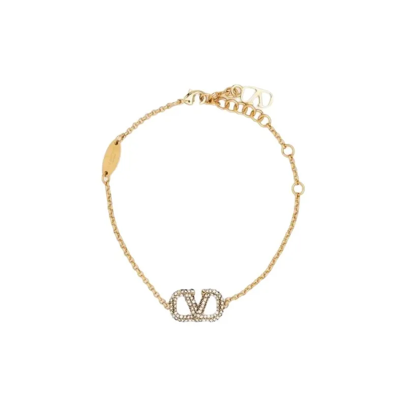 Valentino Logo Plaque Embellished Braclet-0