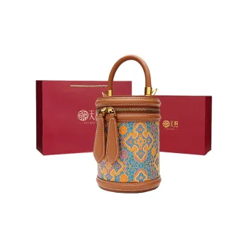 Pmsi Cow Leather Handbag, One Shoulder Bucket Bag Trumpets Women's Brown
