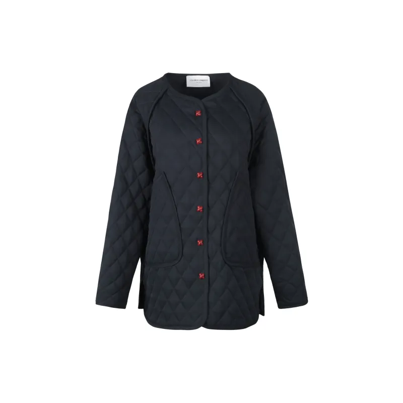 Valeria Obbaco Puffer Jacket Women's Navy Blue-2