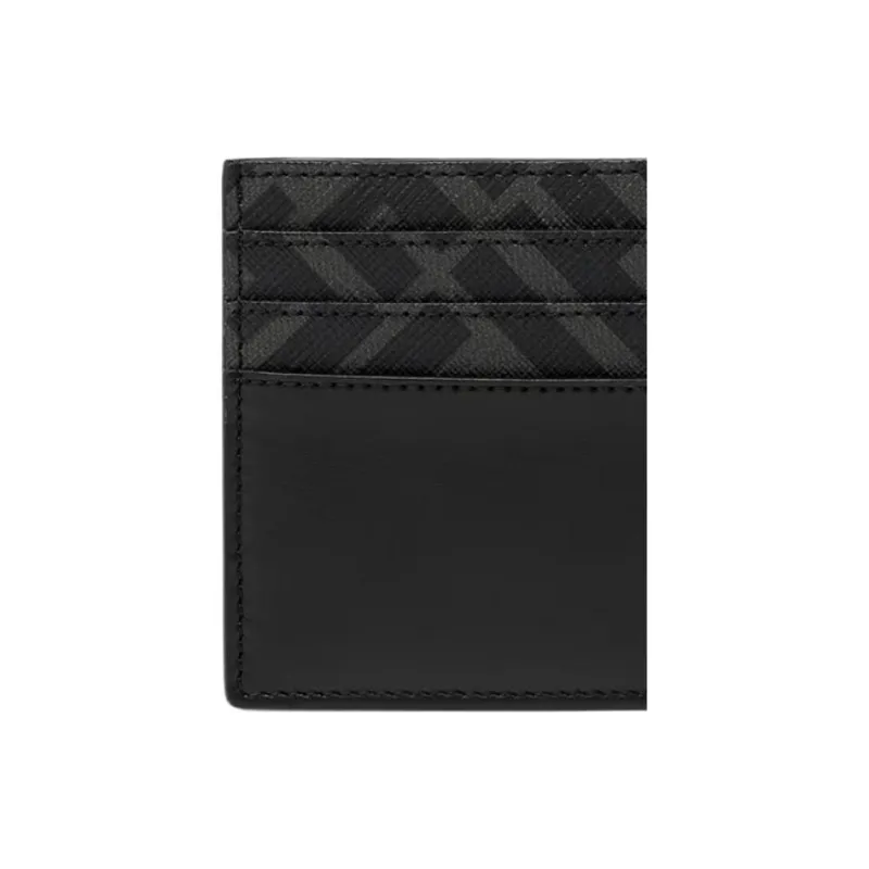 FENDI Calfskin With Cotton Card Holder Men's Black-4