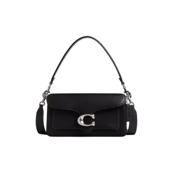 COACH Tabby Leather Portable Crossbody Bag Shoulder Bag Medium Size Women's Silver & Black