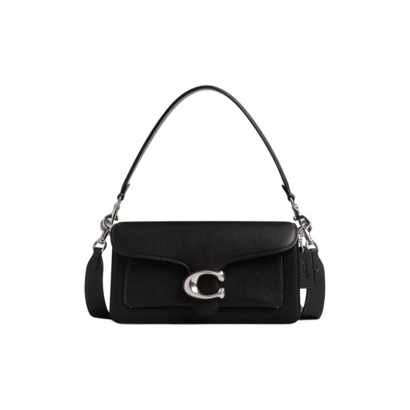 COACH Tabby Leather Portable Crossbody Bag Shoulder Bag Medium Size Women's Silver & Black-0
