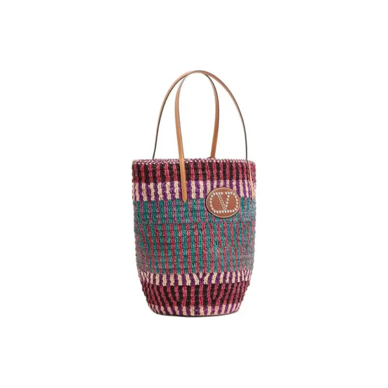 Valentino Vlogo Raffia Tote Bag, Shopping Bag, Handbag, Shoulder Bag Men's Multicolor-1