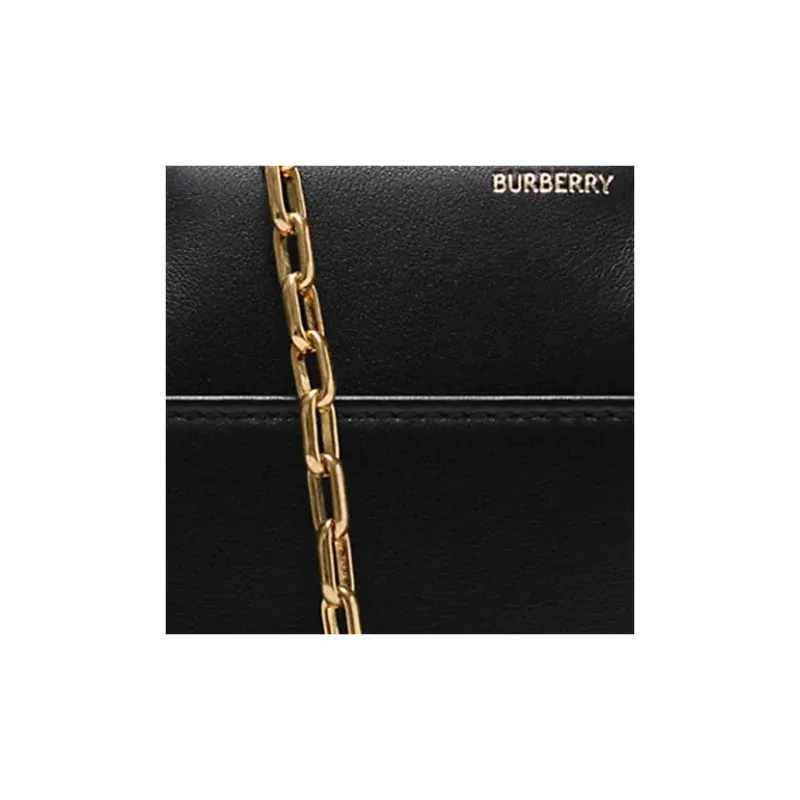 Burberry Calfskin One Shoulder Crossbody Clutches Women's Black-3