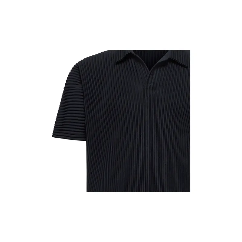 Homme Plissé Issey Miyake Pleated Split Neck Polo Shirt-2