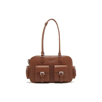 MICOCAH PU Bowling Bag Shoulder Bag Regular Women's Caramel/Hazelnut Grey Brown
