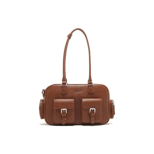MICOCAH PU Bowling Bag Shoulder Bag Regular Women's Caramel/Hazelnut Grey Brown