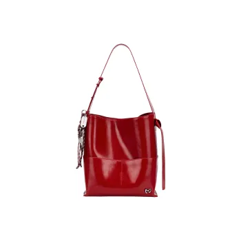MCMIKO Cow Leather Bucket Bags Shoulder Bags Regular Women's Party Red