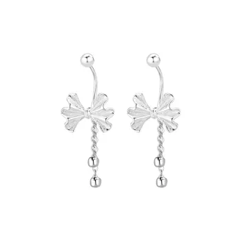 Heart Grass 999 Fine Silver Earrings Women's