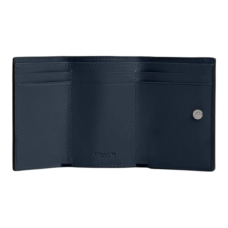 COACH Essential Pebble Leather Wallet Mini Women's Dark Marine Blue-1