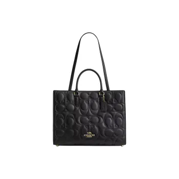 COACH Maggie Leather Tote Bag, Shopping Bag, Shoulder Bag, Handbag Tubas Women's Black