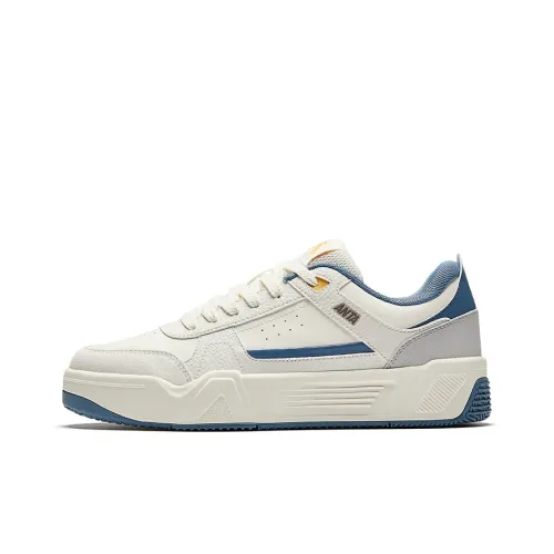 Anta C37 Series Anti Slip Wear Resistant Low Top Skateboard Shoes Men's White Blue Gray