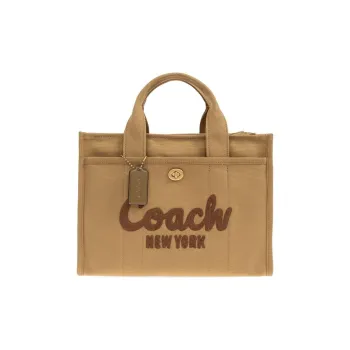 COACH Cargo Cotton Tote Bag Shopping Bag Handbag Large Size Women's Beige