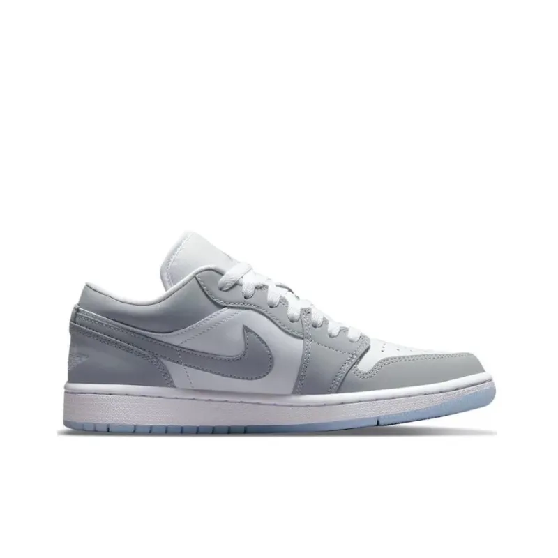 Jordan Air Jordan 1 Anti Slip Wear Resistant Low Top Vintage Basketball Shoes Women's White Gray-1