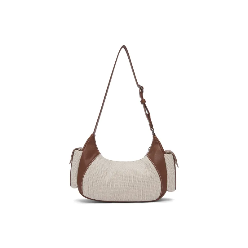 MLB New York Yankees Cotton MLB Crossbody Bag Moon-Shaped Toast Bag Large Size Unisex Ecru-2