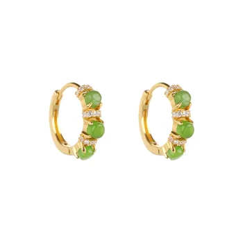 HENGTAIZHUBAO Hetian Jade Earrings Green Jade Women's