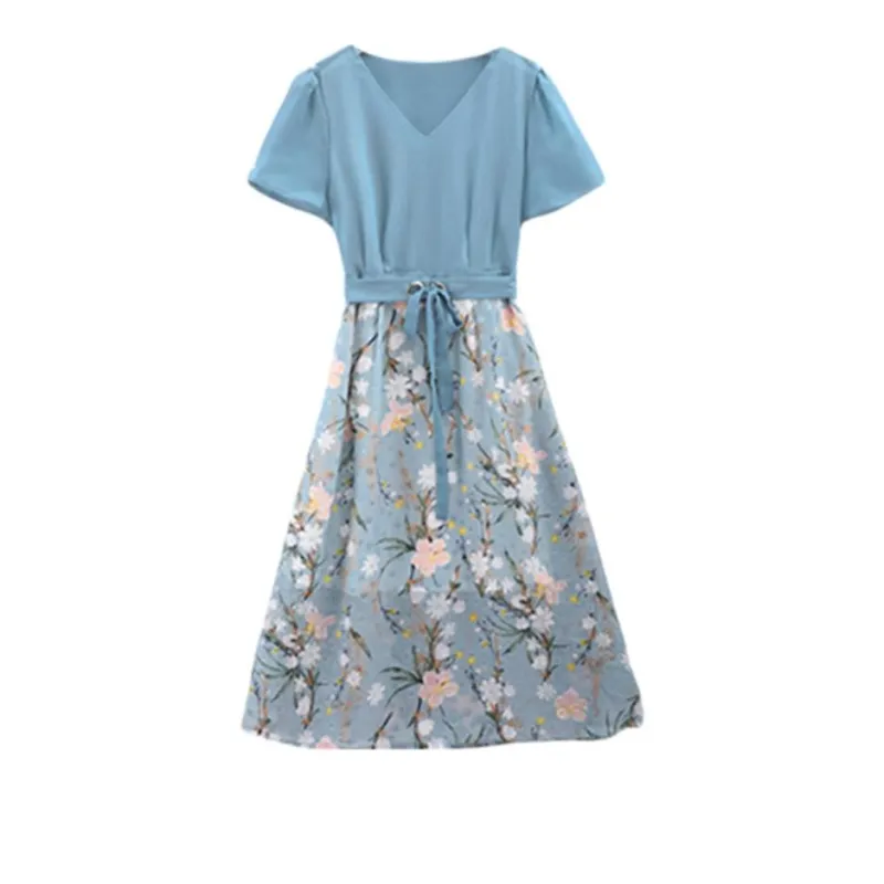 IHIMI Short Sleeved Dress Women's Blue-2