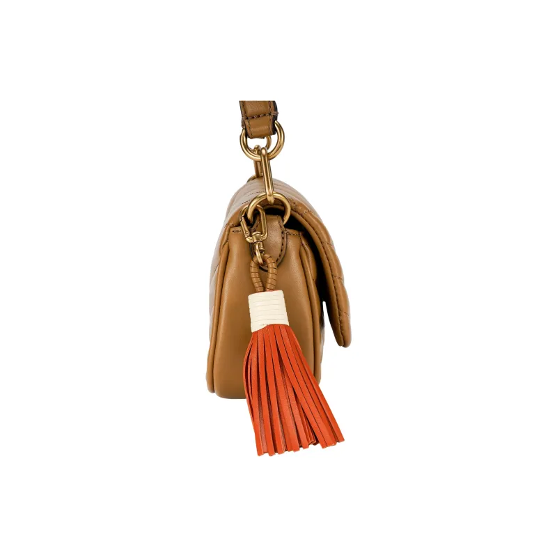 TORY BURCH Kira Leather Shoulder Bag Handbag Shoulder Bag Baguette Bag Small Size Women's Almond Brown-2