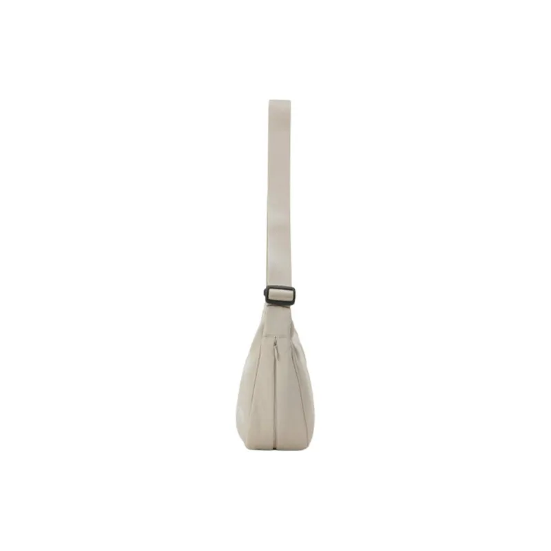 DESCENTE Nylon Crescent Bag, Crossbody Bag, Shoulder Bag Small Size Unisex Ivory White-3
