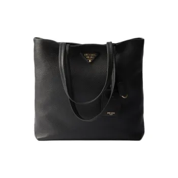 PRADA Calfskin Tote Bag, Shopping Bag, Handbag, Shoulder Bag Tubas Women's Black