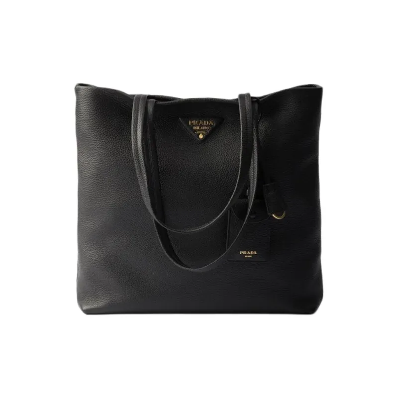 PRADA Calfskin Tote Bag, Shopping Bag, Handbag, Shoulder Bag Tubas Women's Black-0