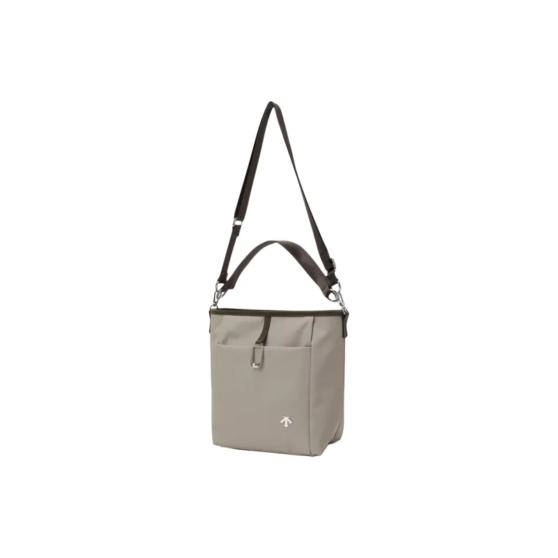 DESCENTE Nylon Bucket Bag, One Shoulder Handbag Women's Beige-2