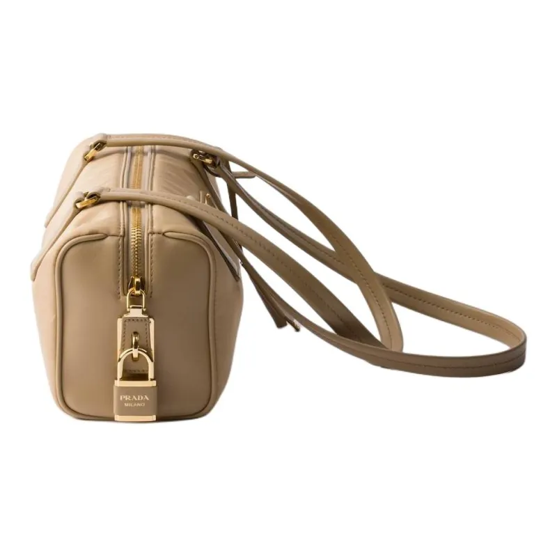 PRADA Recycled Nylon Handbag, Shoulder Bag Medium Size Women's Camel Brown-2