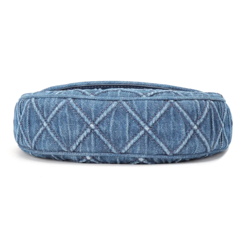 TORY BURCH Fleming Denim Crescent Bag Shoulder Bag Crossbody Bag Handbag Mini Women's Denim Blue-3