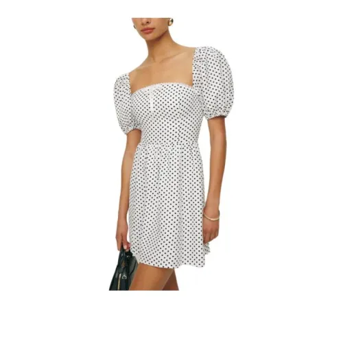 REFORMATION Malvina Linen Dress Short-Sleeved Dresses Women's Sunspot Point
