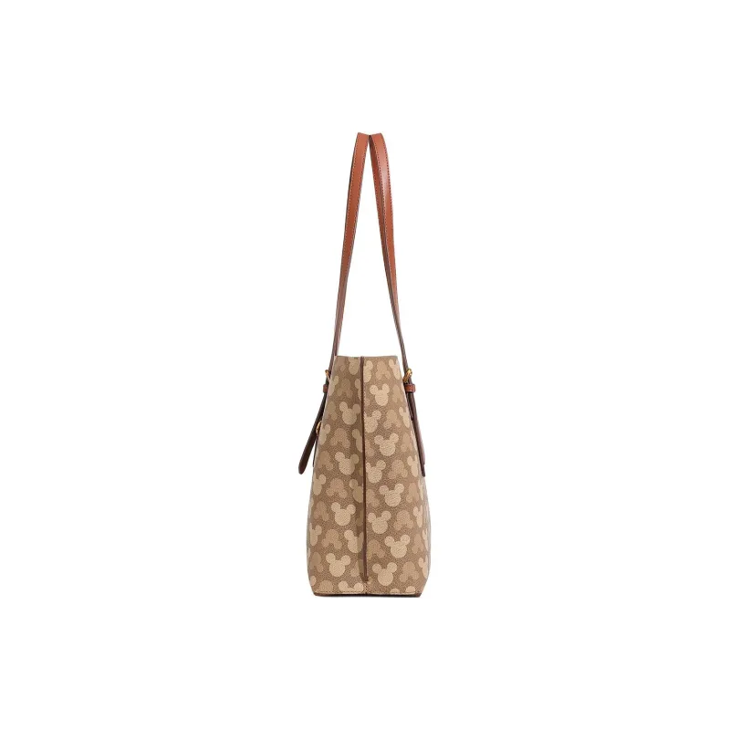 Disney Mickey Series PU Tote Bag, Tote Bag, Armpit Bag, Handbag, Shoulder Bag Regular Large Size Women's Brown-4