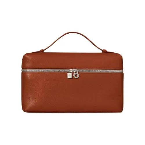 Loro Piana ExtraPocket Leather Small Square Makeup Bag Handbags Shoulder Bags Regular Women's Brown
