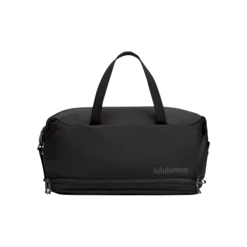 Lululemon Recycled Nylon Gym Bag Travel Bag 30L Unisex Black & Horizontal Gray