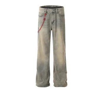 PAINT STAIN Fashion Versatile Jeans Unisex Classic Distressed Blue Shades